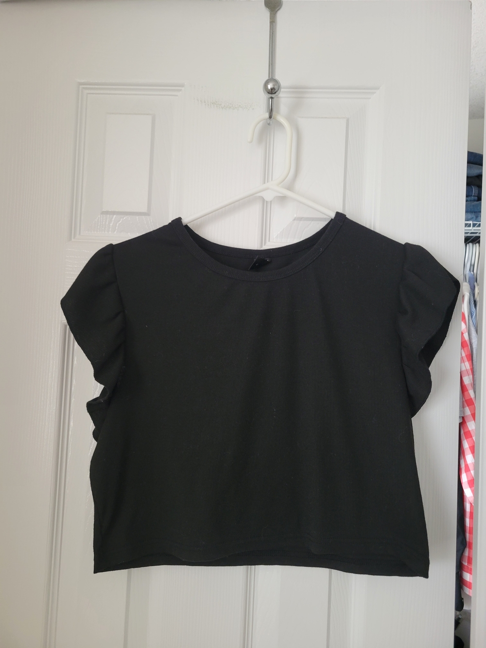 Emery Rose Women's Black Puff-Sleeve Crop Top Size L